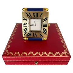 Vintage Cartier Tank Française Reise-Wecker, vergoldetes Messing, 1990