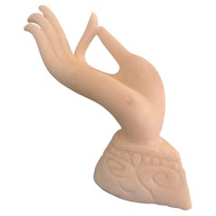 Vintage Alabaster Gyan Mudra Buddha Meditation Hand Sculpture in Box