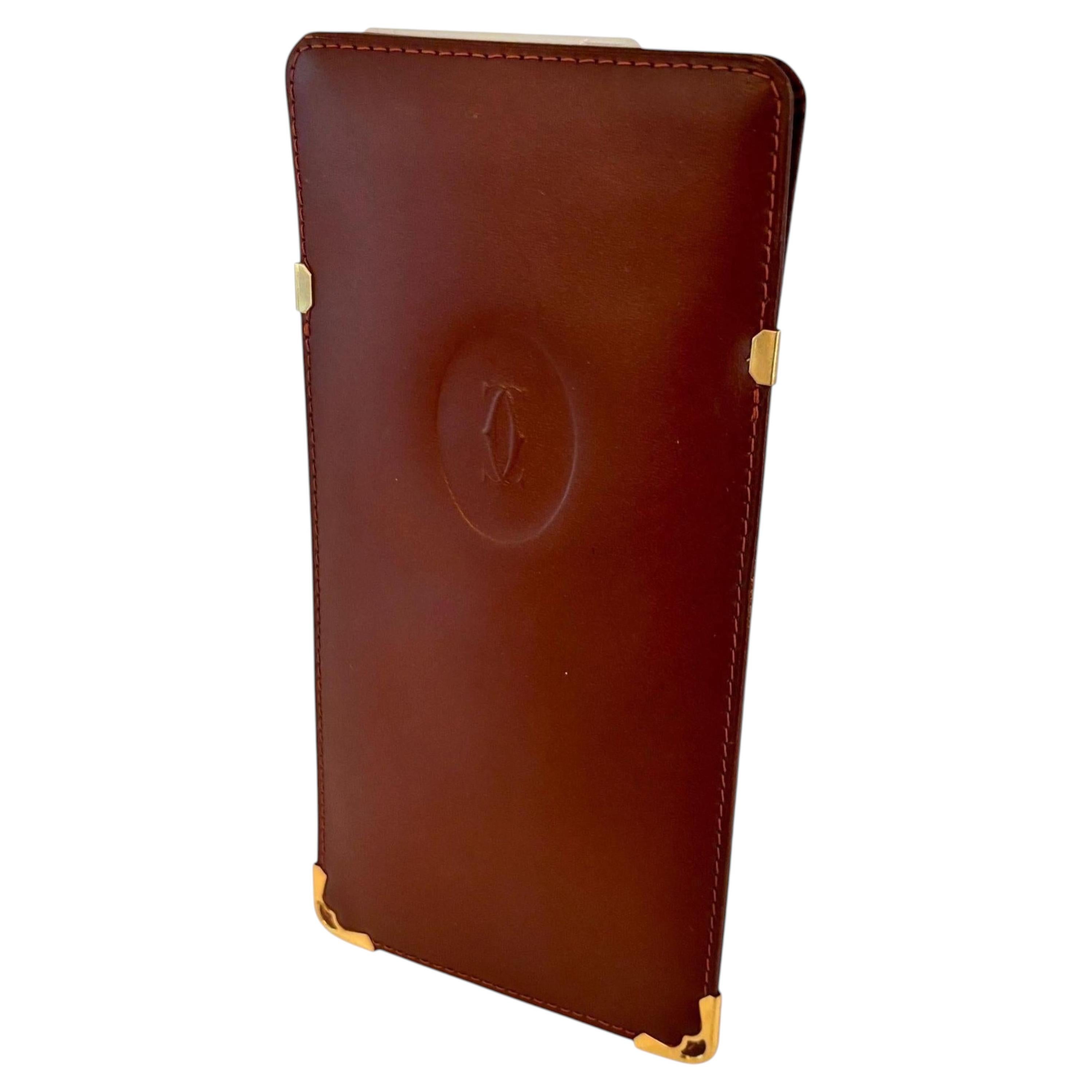 Cartier Burgundy Leather Eyewear Case Made in France 1980s For Sale