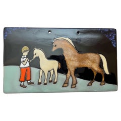 Vintage Arnold Wiigs Fabrikker Norwegian Ceramic Wall Plaque Scandinavian Art