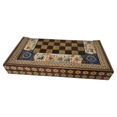 Handcrafted Persian Khatamkari Backgammon & Chess Set in Islamic Style