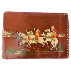 Moroccan Hand-Tooled Leather Photo Album with Fantasia Scene, circa 1940s