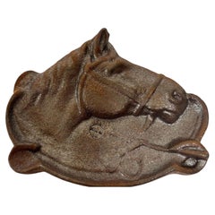 French Equestrian Horse Head Vide-Poche Ashtray Cast Iron circa 1940s