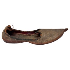 Antique Mughal-Style Gold Embroidered Leather Slipper India Punjab Region 1900