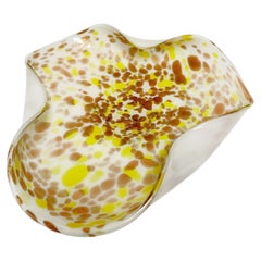 Large Murano Gold Aventurine Art Glass Bowl Flower Form Italy 1950s