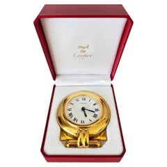 Cartier Colisee Art Deco 24K vergoldete Reiseschreibtischuhr, 1990er Jahre