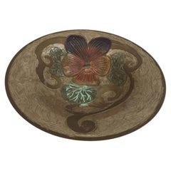Art Nouveau A. Delbaux Brass Enameled Bowl, Made in France