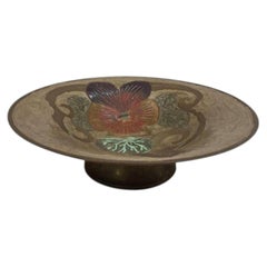 Art Nouveau A. Delbaux Brass Enameled Bowl, Made in France