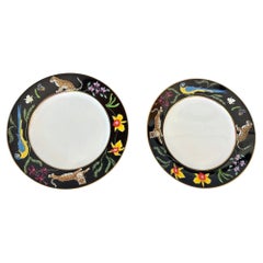 Lynn Chase Juego de 2 Platos de Porcelana "Jungla de Jaguares" con Borde de Animales de 24K