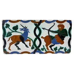 Ramos Rejano Azulejo Tile, Hispano-Moresque, Unicorn & Centaur, Spain