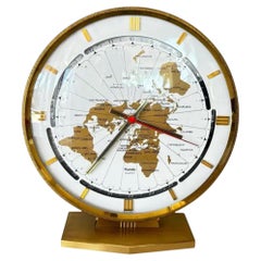 Modernist Desk World Clock Kundo by Kieninger & Obergfell West Germany 1960s