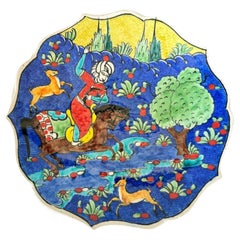 Vintage Sirca Nevsehir Turkish Ceramic Plate with Ottoman Horseman, 1950s