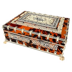 19th Century Anglo-Indian Jewelry Box with Elephant Motif Inlay