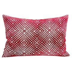 425 South Los Angeles Red Geometric Cut Velvet Lumbar Pillow