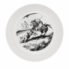 Assiettes vintage en porcelaine sur le thème de la corrida dans la région espagnole de la Bidasoa, signées Antonio Casero – Lot de 8