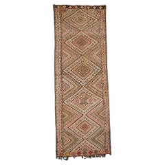 Vintage Moroccan Zemmour Hanbel Tribal Runner Rug, circa 1960s