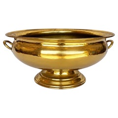Early 20th Century Arts and Crafts Footed Brass Bowl with Ring Handles 1920s