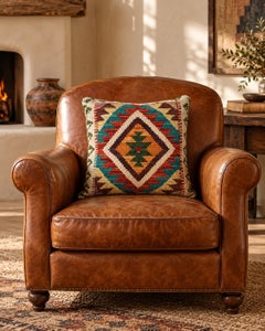 Southwestern Kilim-Style Geometric Wool Throw Pillow, Multicolor Tribal, 18 in.