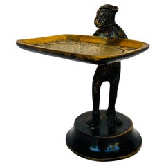 Vintage Brass Monkey Figurine Valet Tray, Animalier Decorative Catchall Dish
