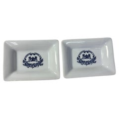 Pair of Wagons-Lits Orient-Express Blue and White Porcelain Trinket Dishes