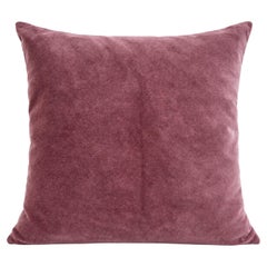 Coussin décoratif surdimensionné en velours mauve avec dos en tissu naturel tissé