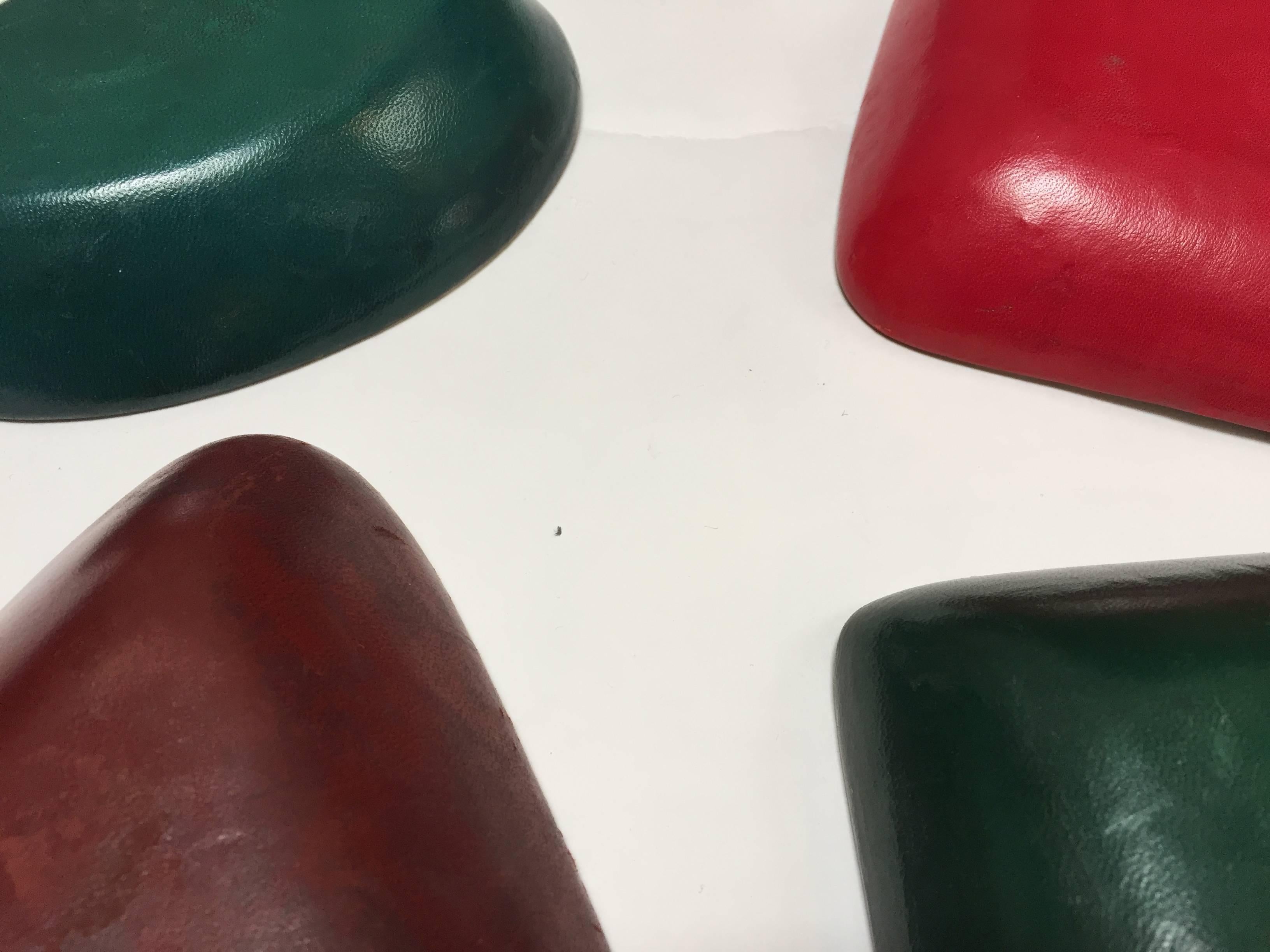Italian Leather Backed Decorative Ceramic Dishes Or Change Trays Ashtrays For Sale 8