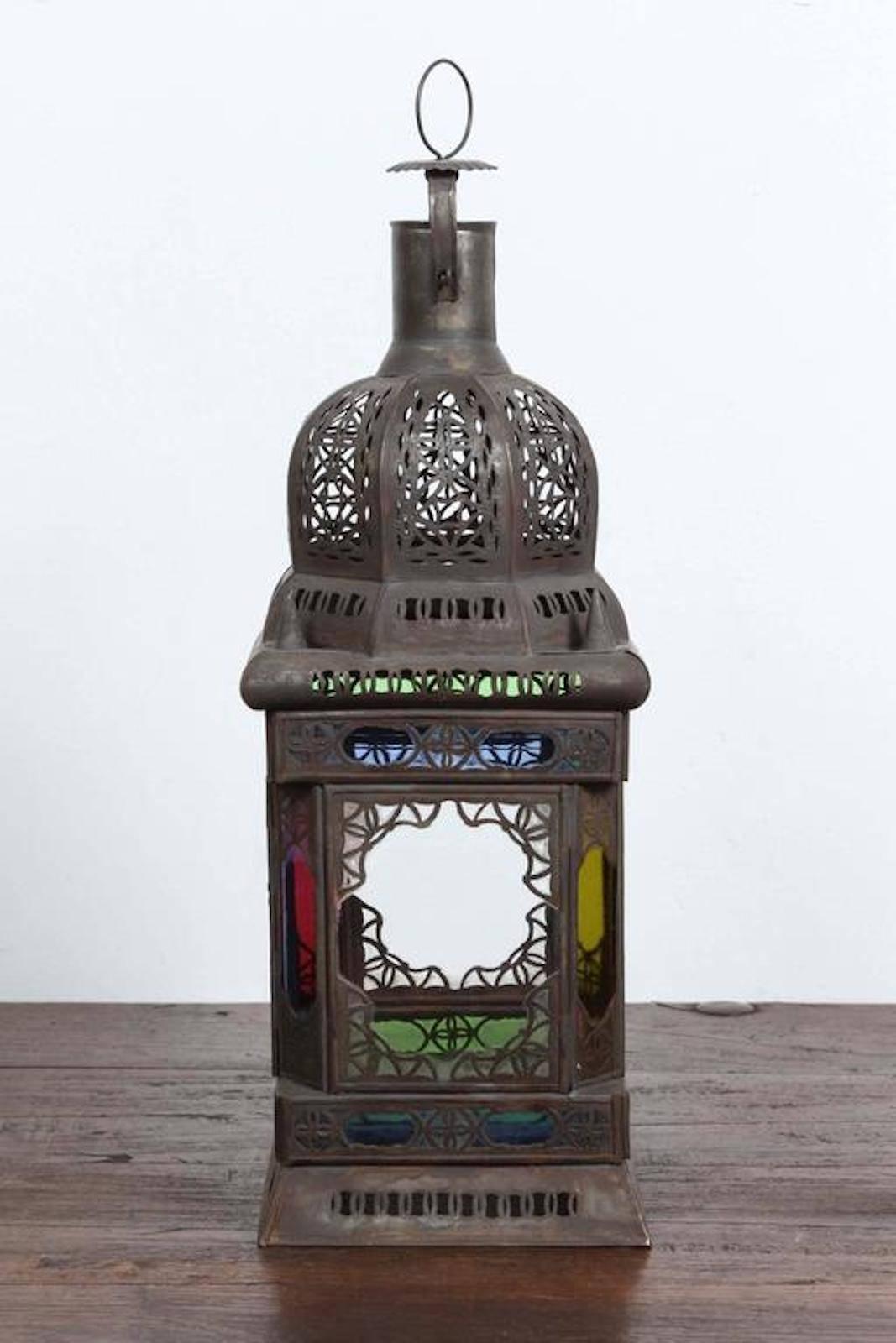 20th Century Moroccan Moorish Glass Candle Lantern or Pendant