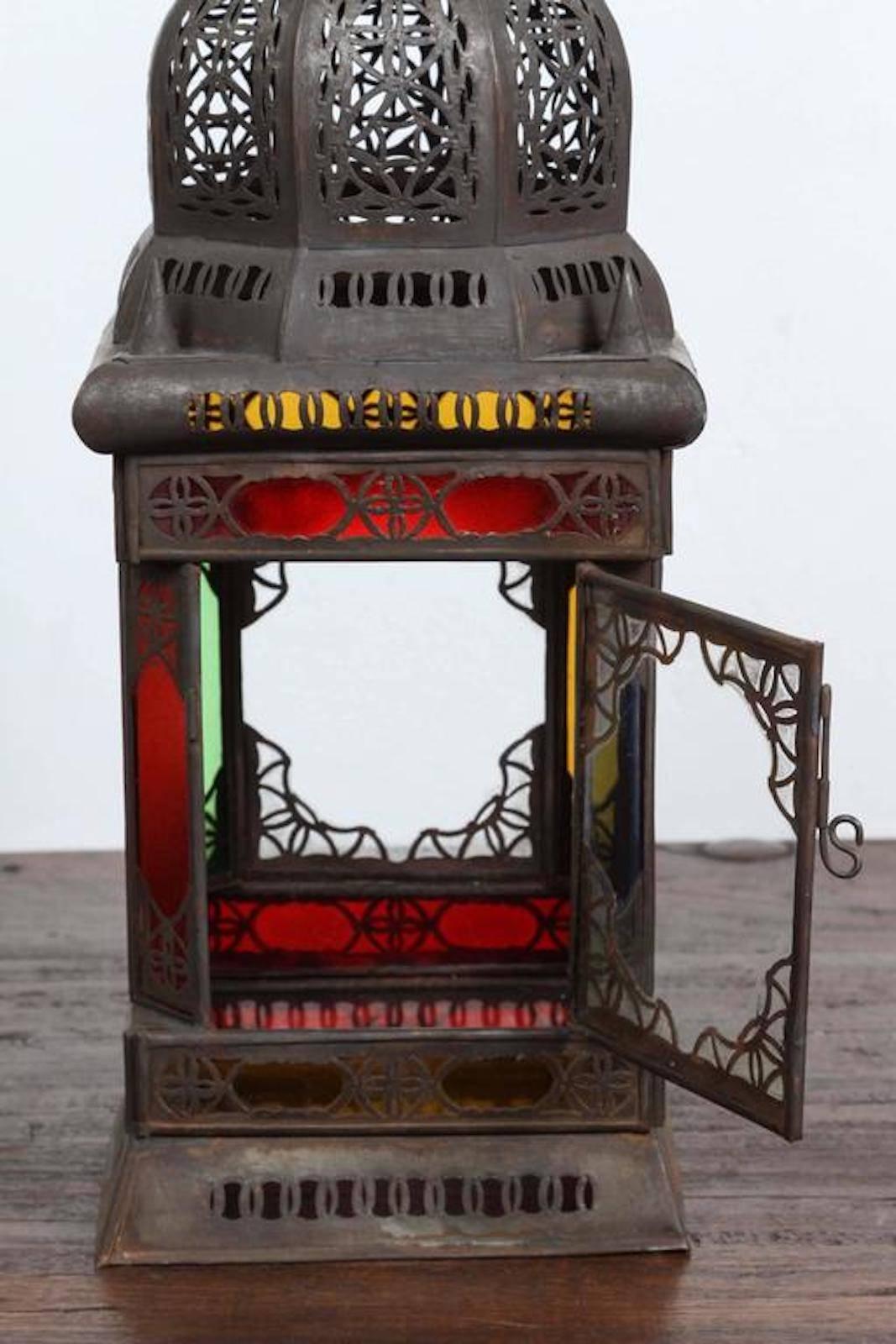 Metal Moroccan Moorish Glass Candle Lantern or Pendant
