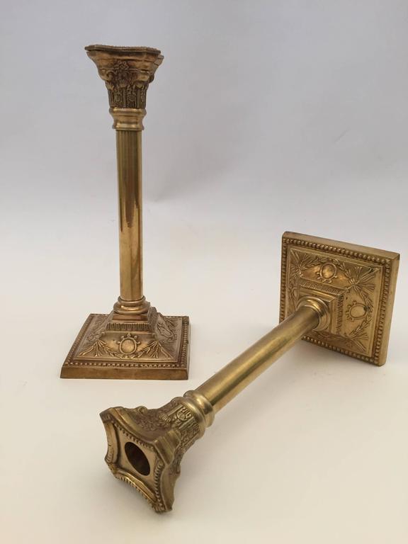 Pair of Antique Brass Candlesticks For Sale at 1stDibs
