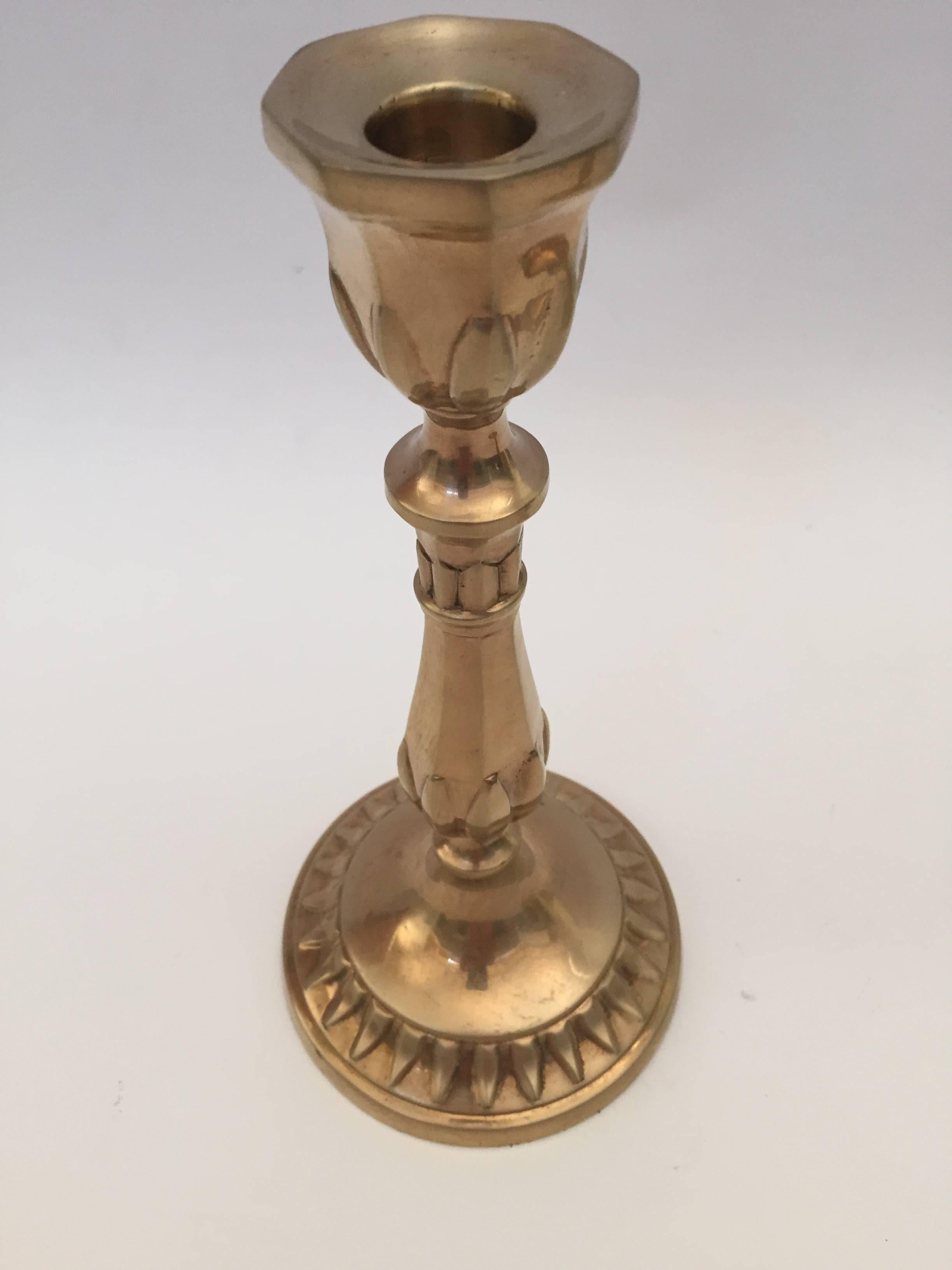 Brass Pair of Antique Victorian Candlesticks For Sale