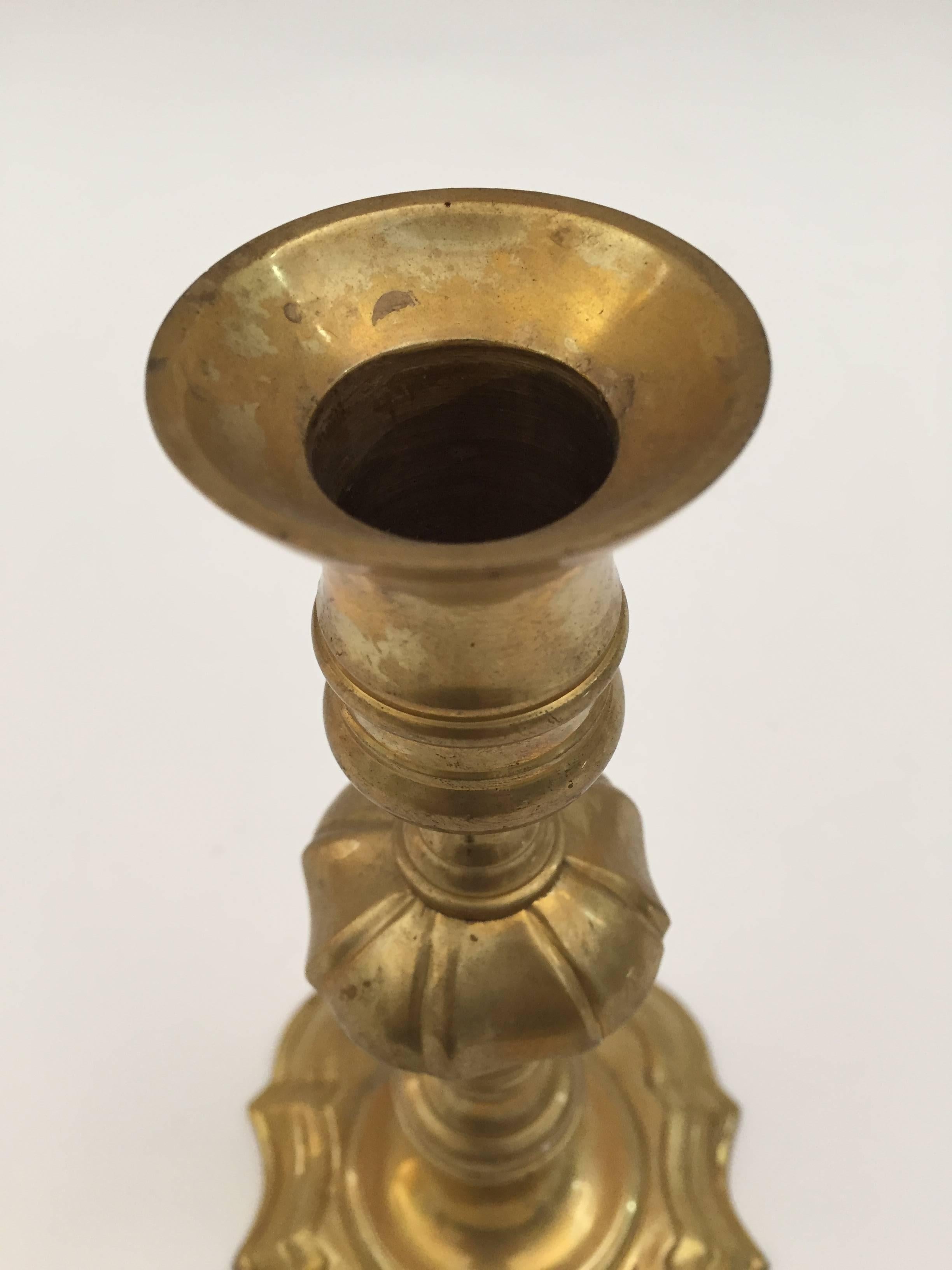 Pair of Georgian Brass Candlesticks 2