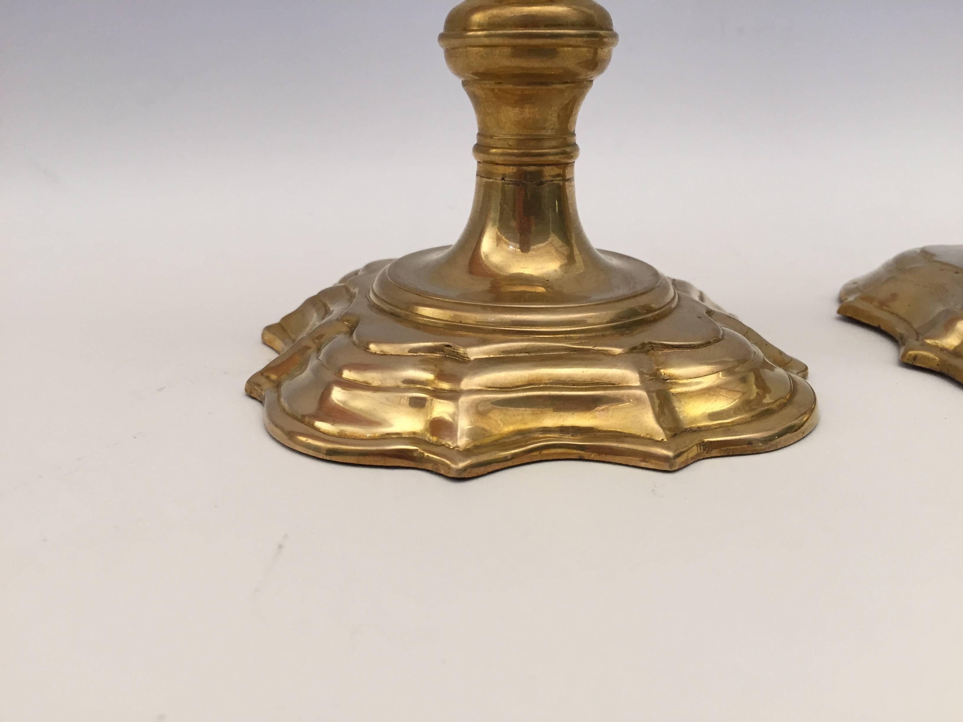 Pair of Georgian Brass Candlesticks 4