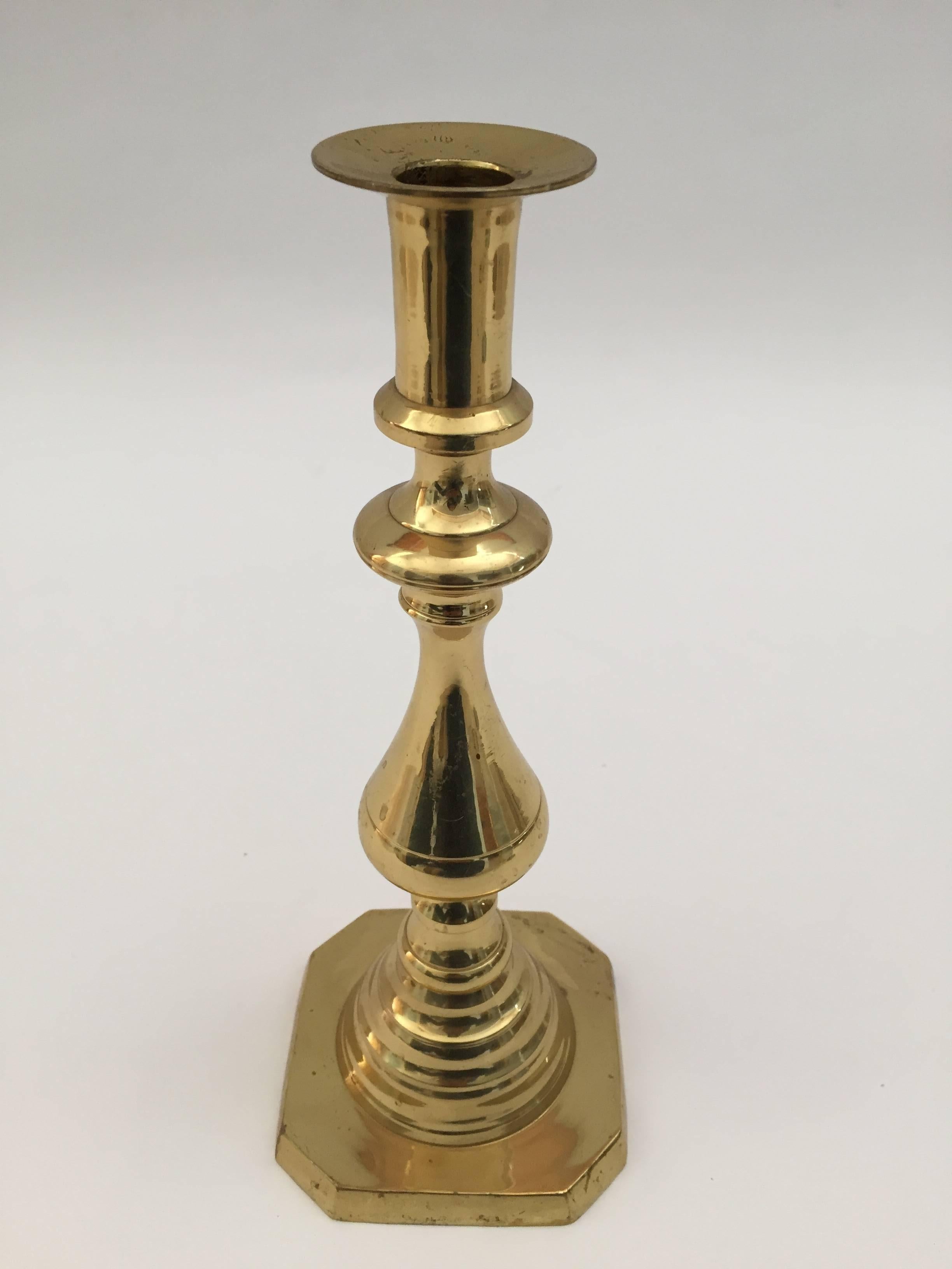 British Pair of Victorian Brass Candlesticks