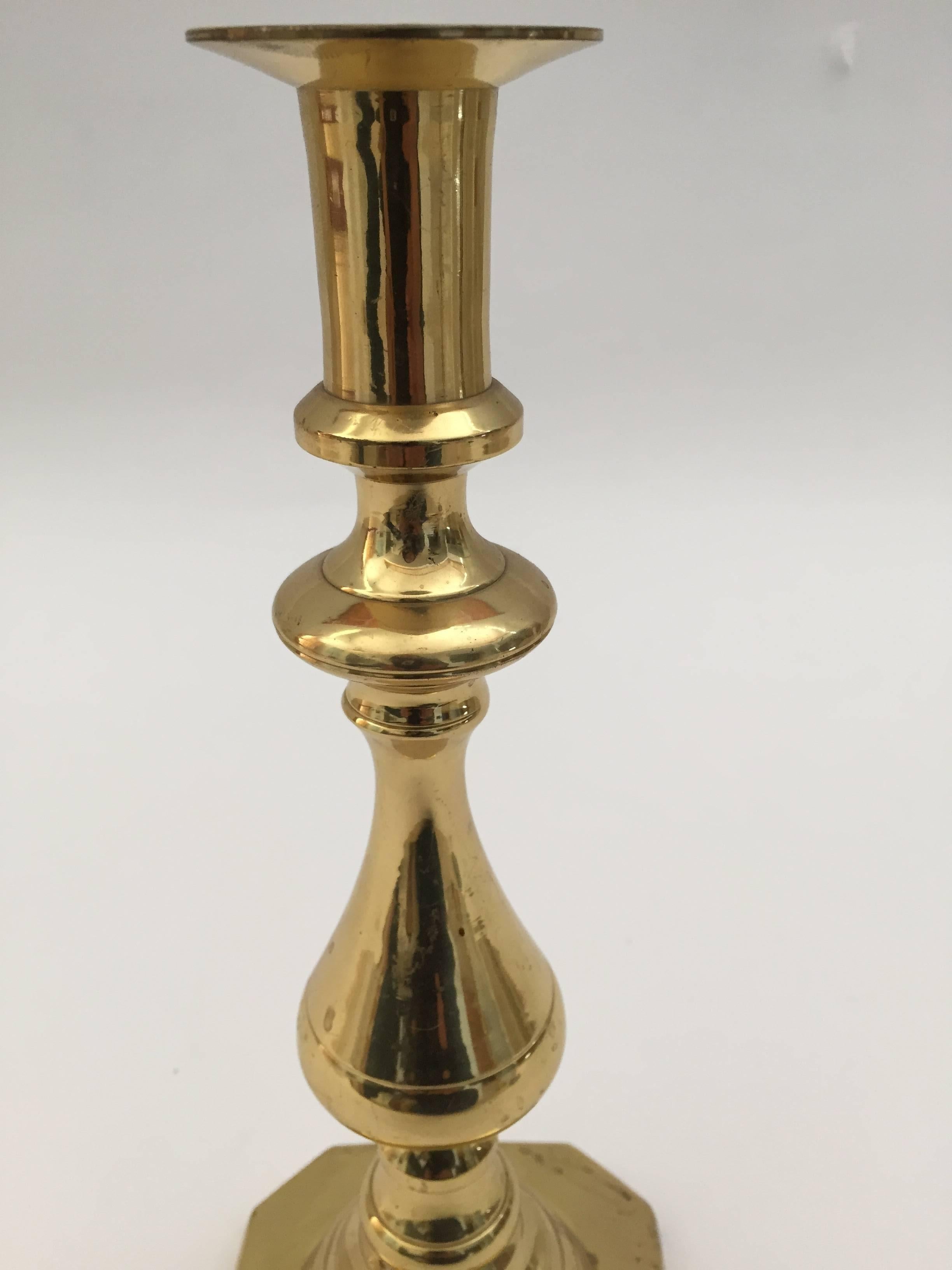 20th Century Pair of Victorian Brass Candlesticks