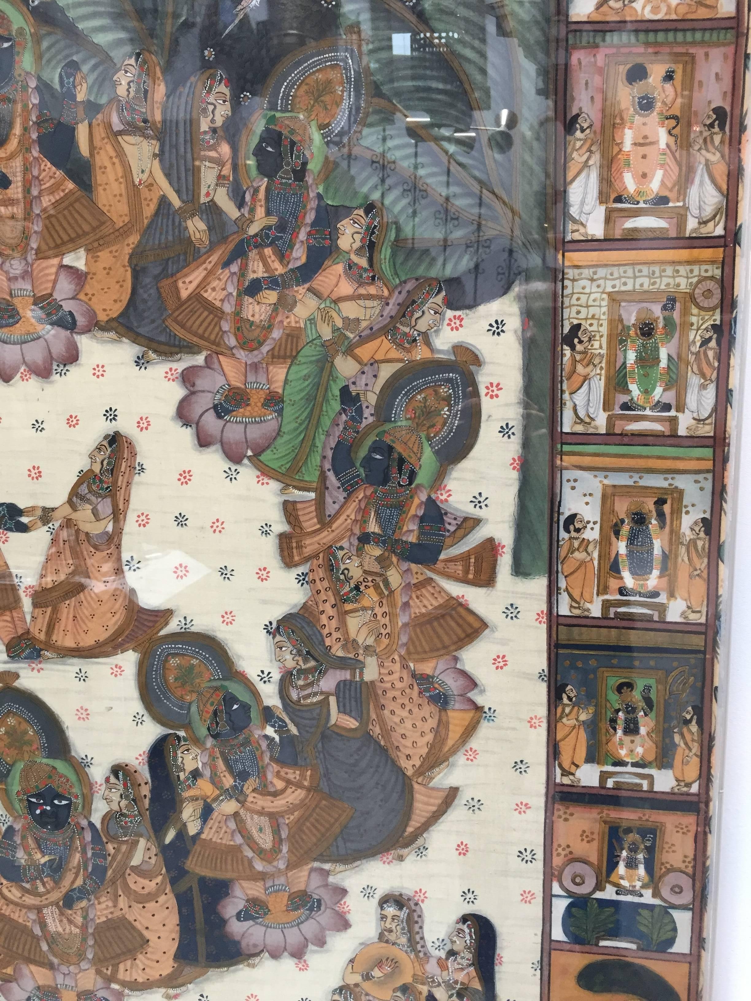 Silk Large Pichhavai Painting Framed in an Acrylic Custom Box