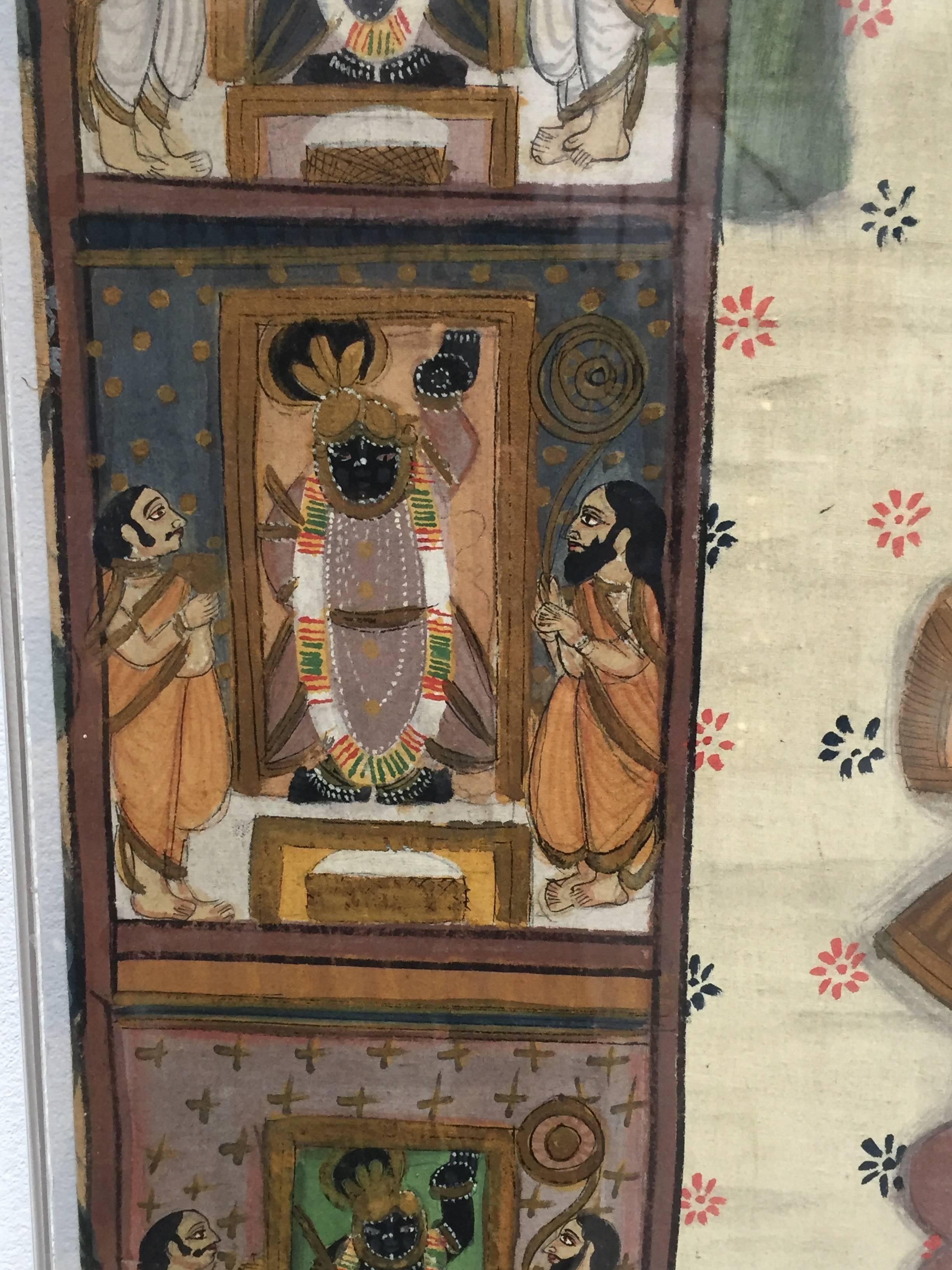 20th Century Large Pichhavai Painting Framed in an Acrylic Custom Box