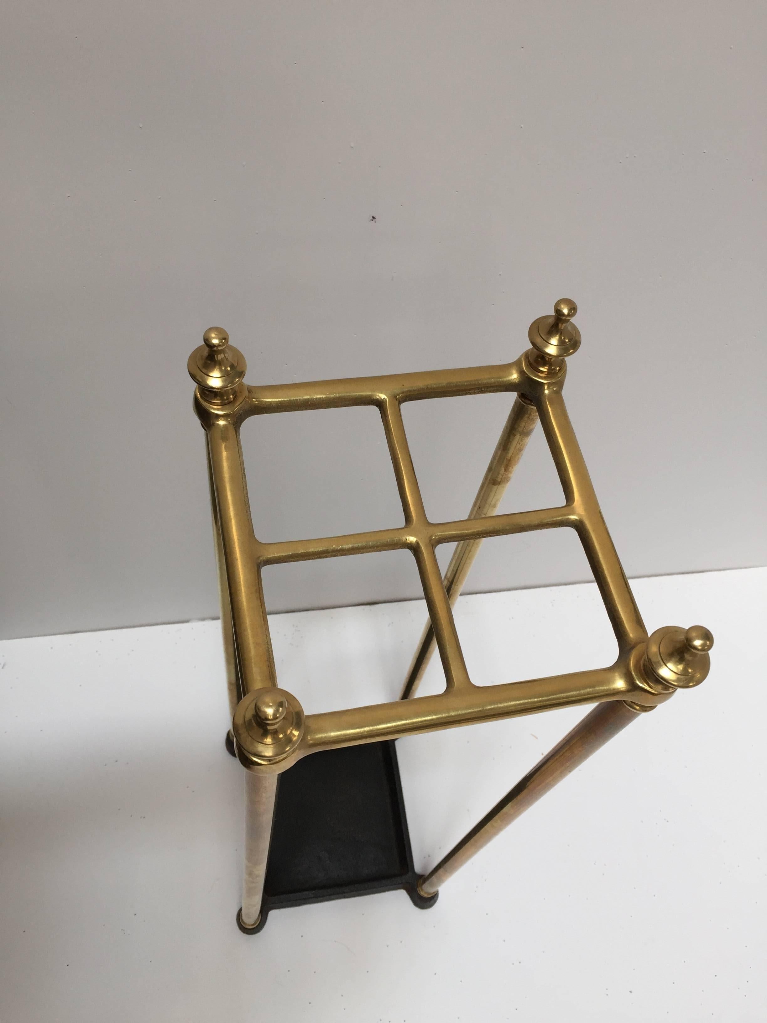Victorian Brass and Cast Iron Umbrella Stand, circa 1860 In Excellent Condition In North Hollywood, CA