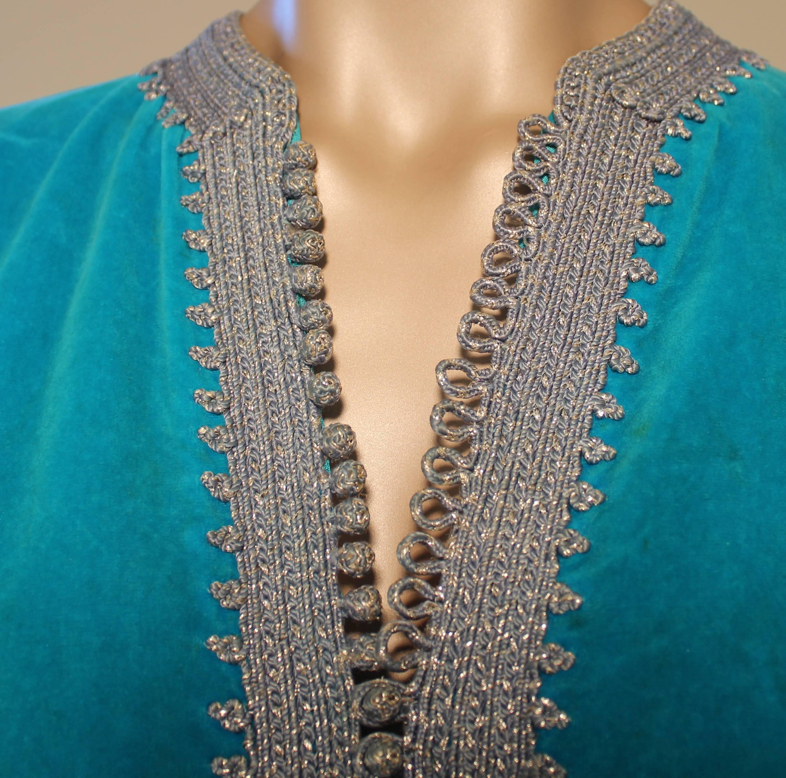 Moroccan Turquoise Caftan Maxi Dress Kaftan size L to XL 1