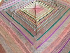 1950s Vintage Silk Sari Textile Quilt Patchwork, India