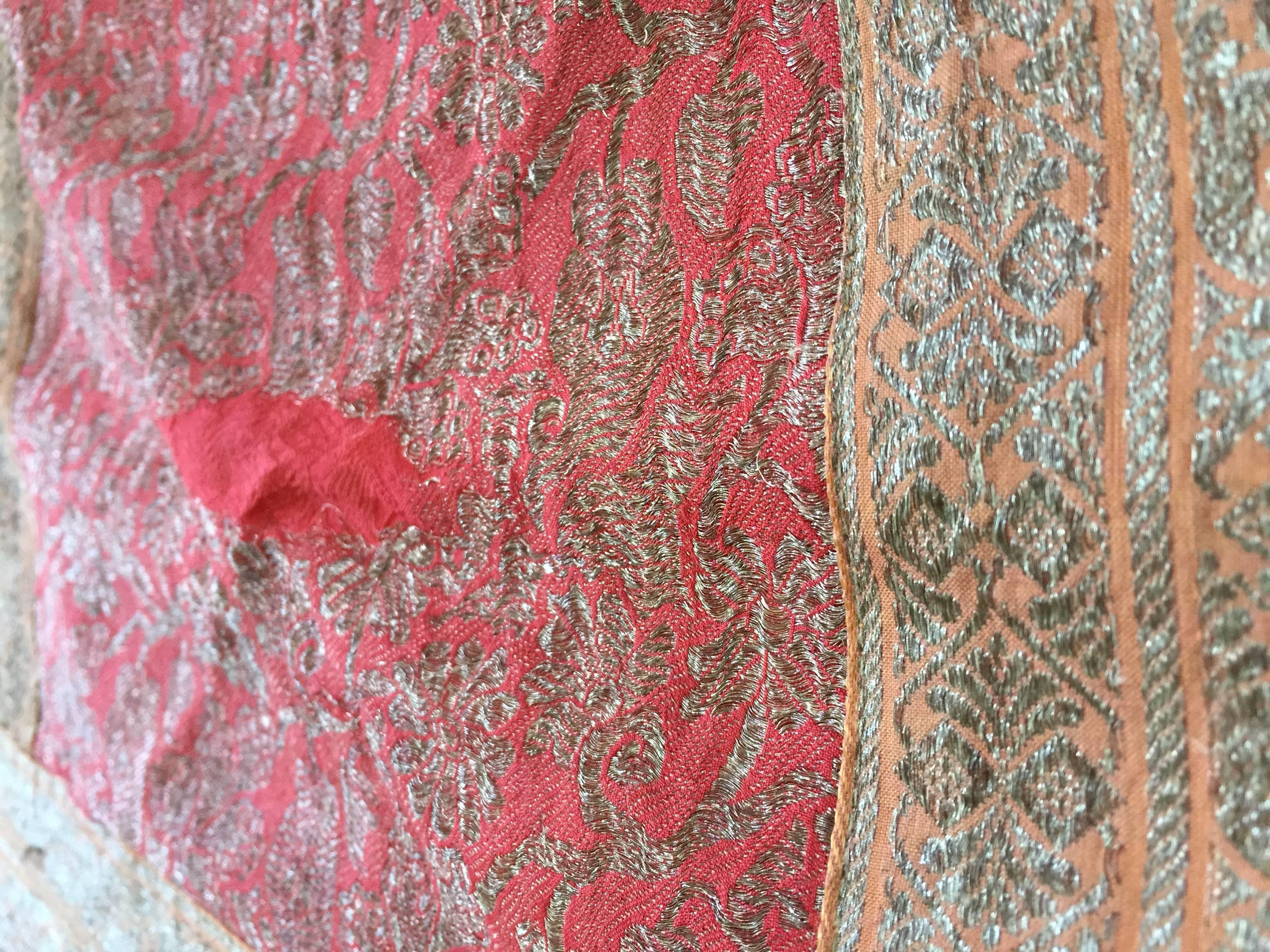 Indian 1950s Vintage Silk Sari Textile Quilt Patchwork, India For Sale