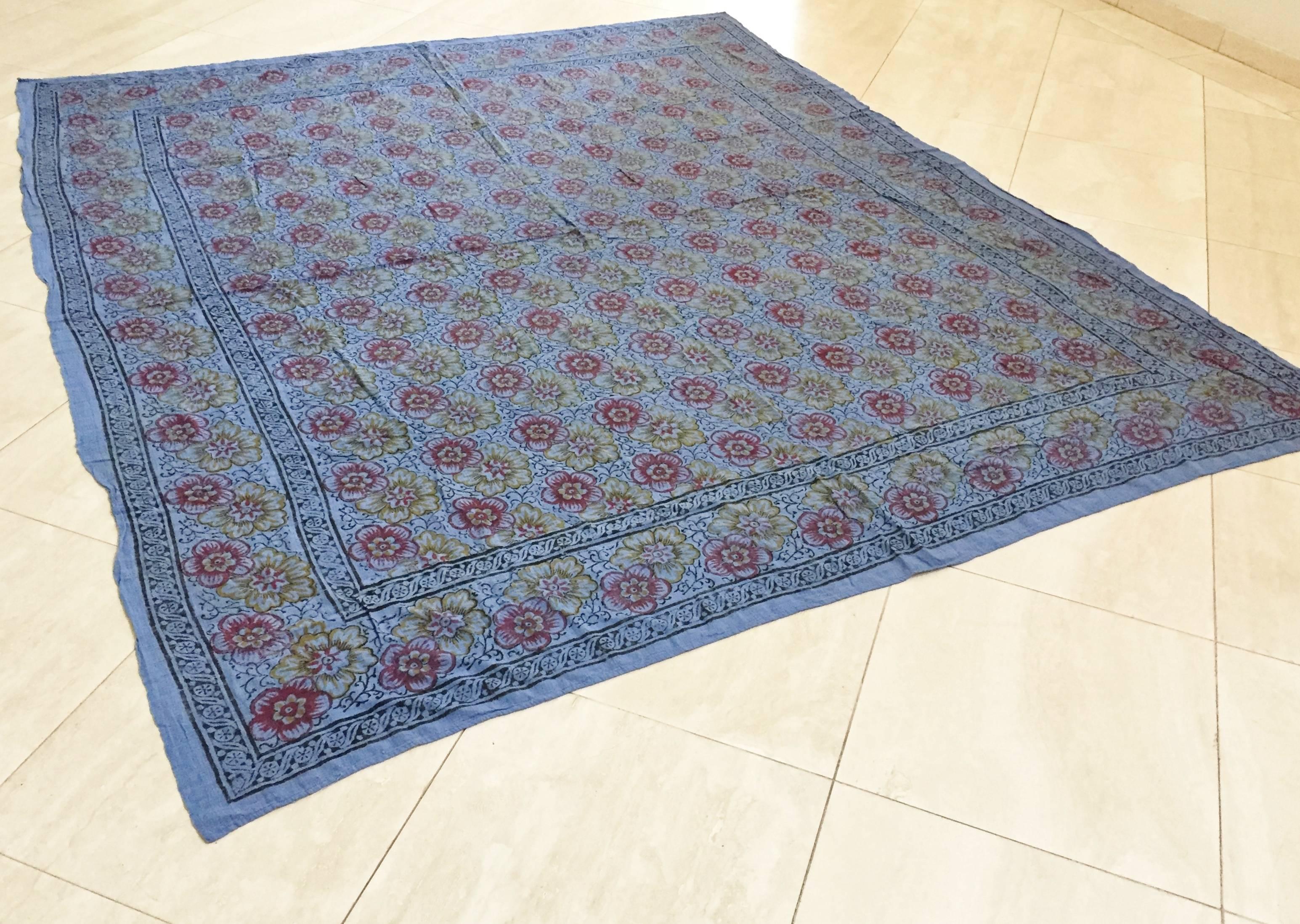 Anglo-Indian Kalamari Blue Textile from India