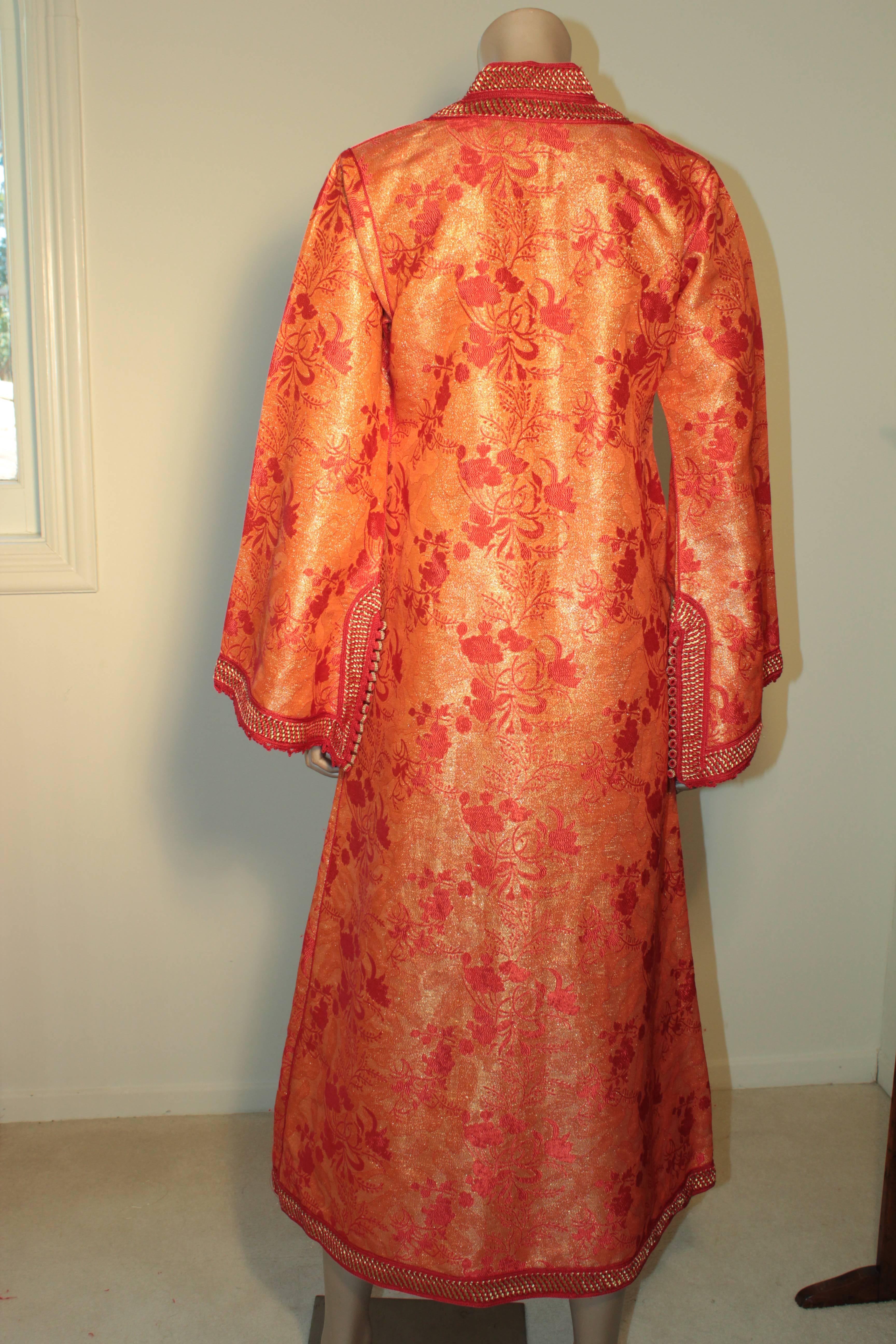 Moroccan Brocade Caftan Maxi Dress 1970 Kaftan Size S to M For Sale 2