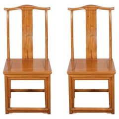 Coppia di sedie cinesi con schienale alto in stile Ming Ming