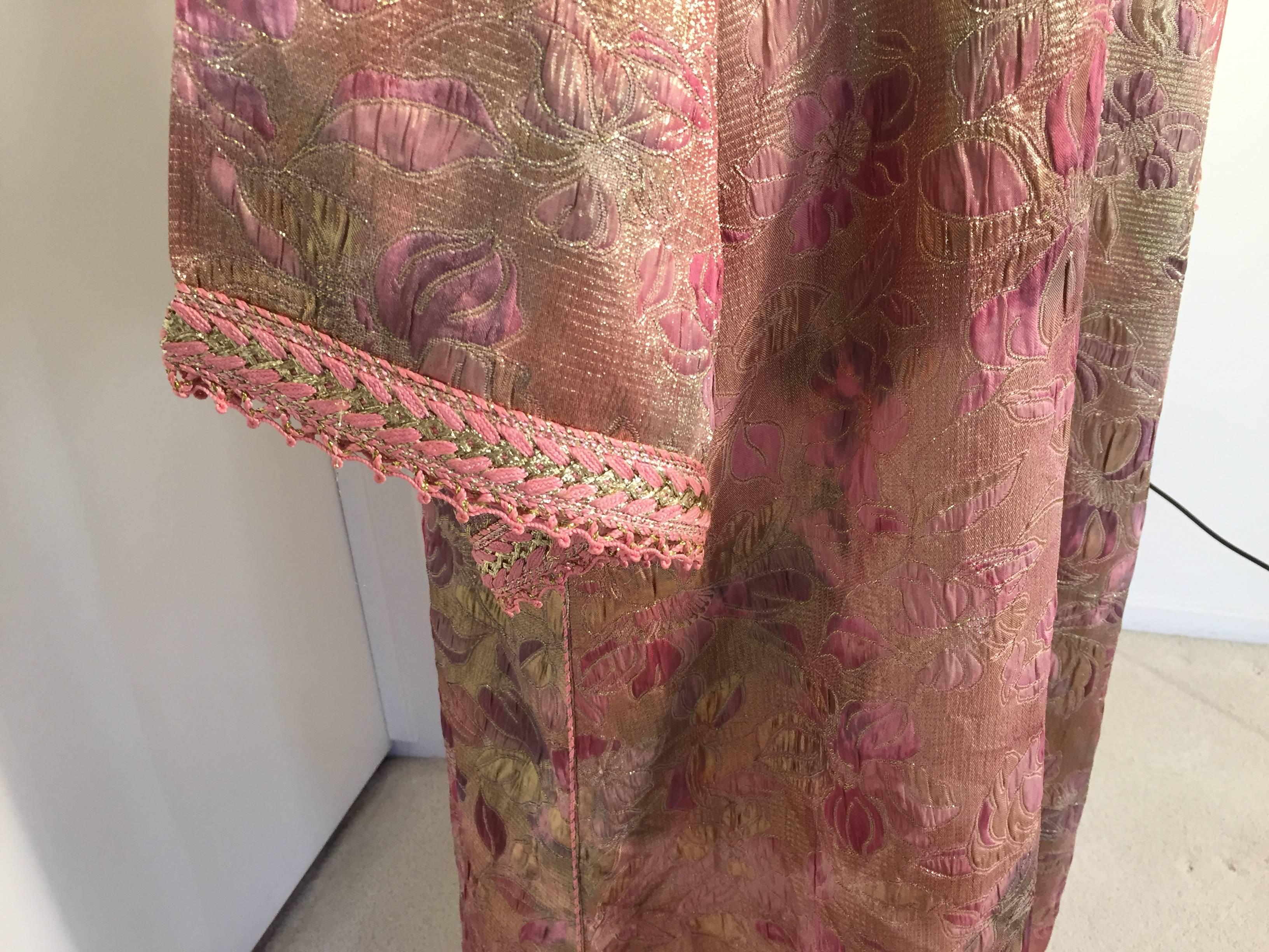 20th Century Moroccan Pink Lame Caftan or Kaftan Maxi Dress