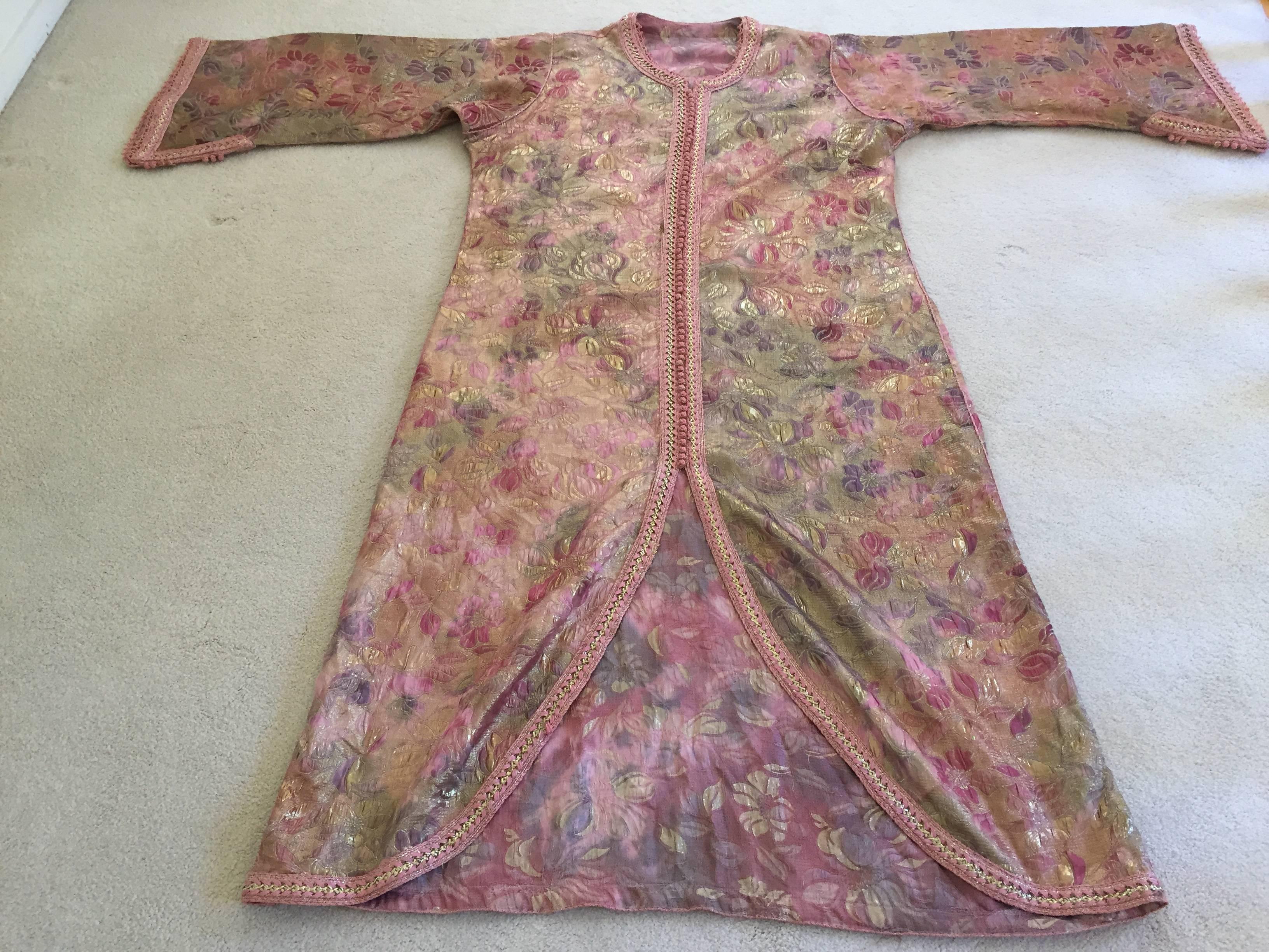 Moroccan Pink Lame Caftan or Kaftan Maxi Dress 3
