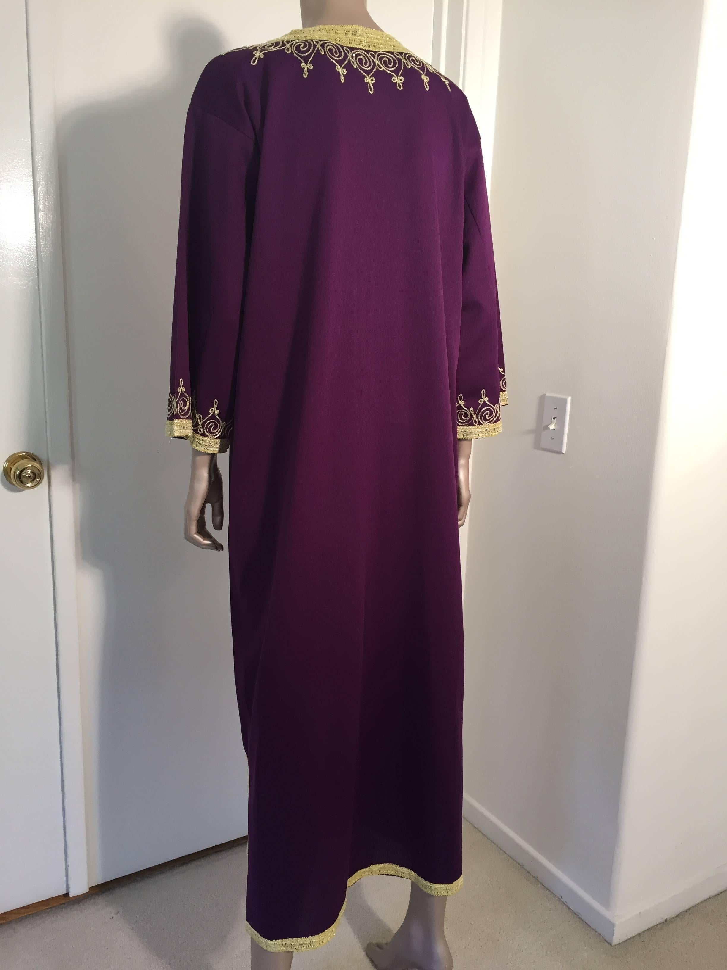 Fabric Moroccan Purple Vintage Caftan Maxi Dress Vintage Kaftan 1970 Size M to L