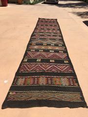 Moroccan Black Tuareg Tribal African Rug Runner