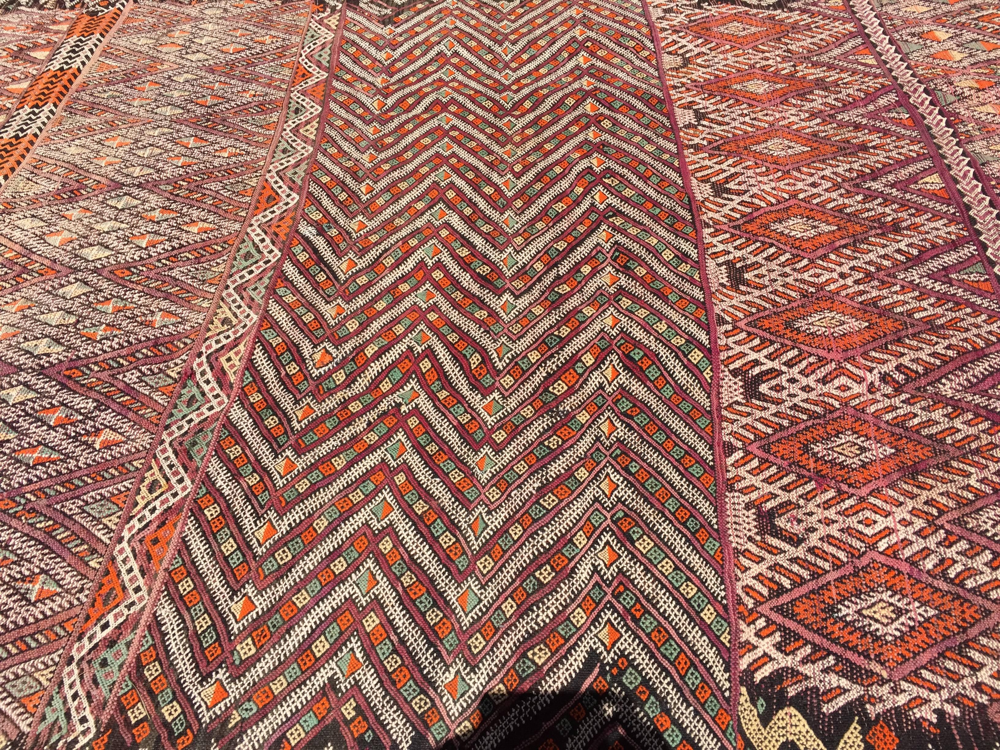 Hand-Woven Vintage Moroccan Nomadic African Tribal Rug