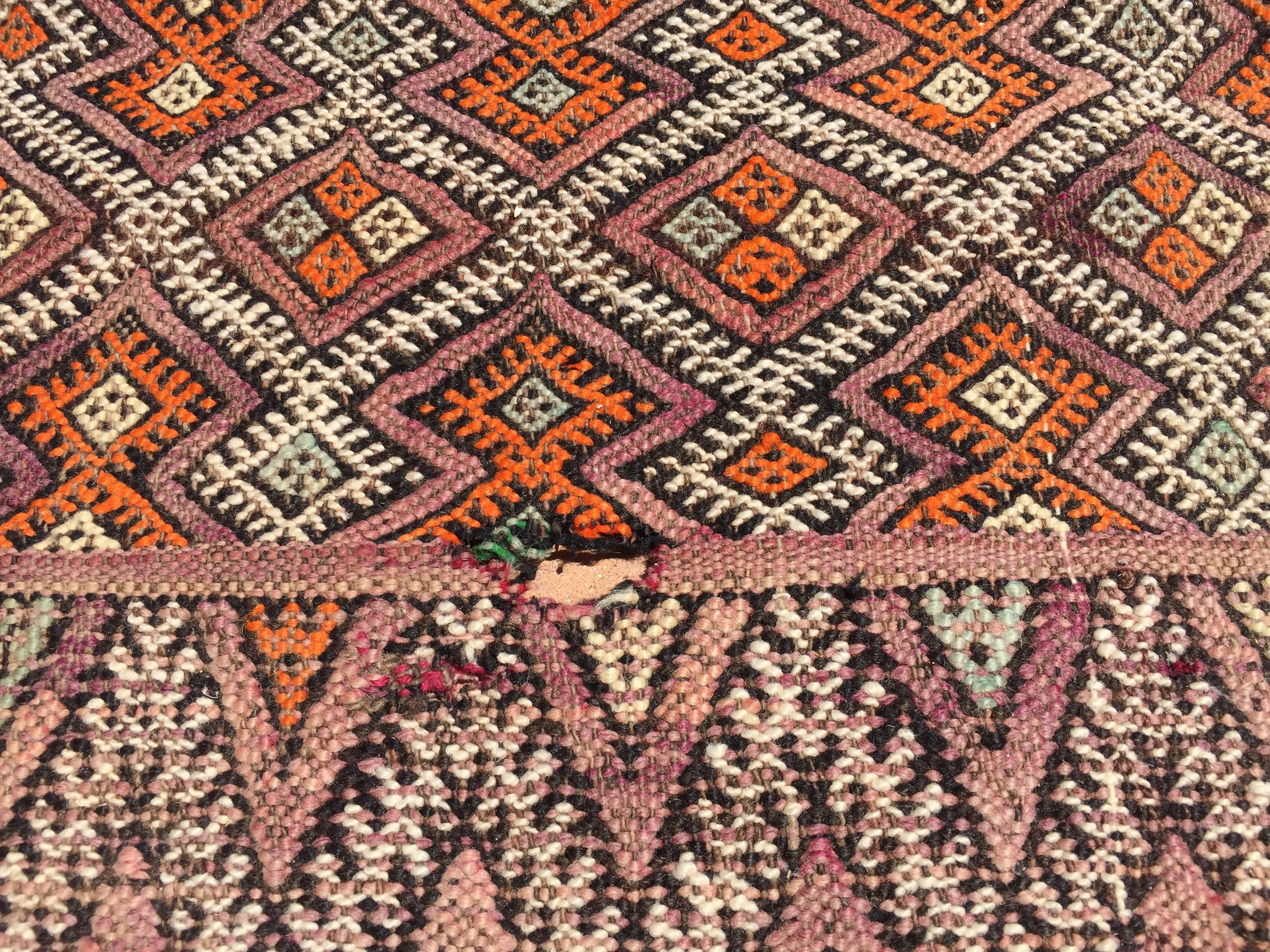 Cotton Vintage Moroccan Nomadic African Tribal Rug