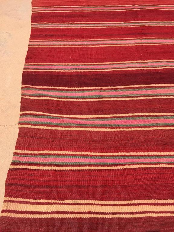 Moroccan Flat-Weave Vintage Rug For Sale at 1stDibs